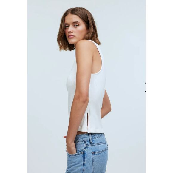 NWT Madewell Side-Slit Mockneck Tank Cream Size XS Retail $48 - Picture 3 of 7